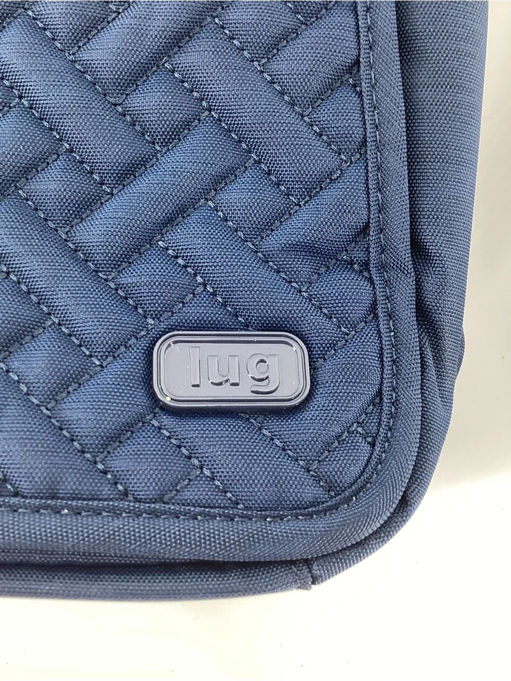lug Flapper Navy Quilted Messenger Crossbody with Patterned Strap